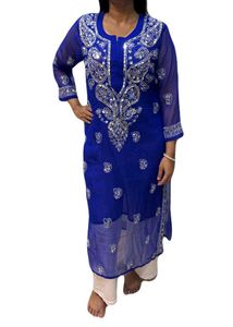 Elegant Blue Mirror Work Embroidered Kurta
