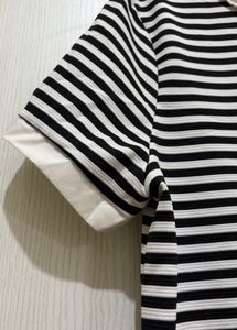 Blue &amp; White Striped Vero Moda Korean-Style Collar
