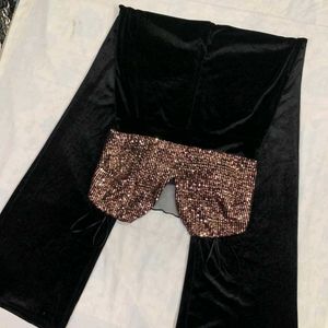 Sequin Top Velvet Jumpsuit