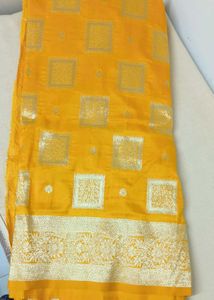 Yellow Banarasi Silk Saree