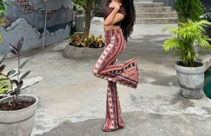 Paisley Print Flare Leg Pants