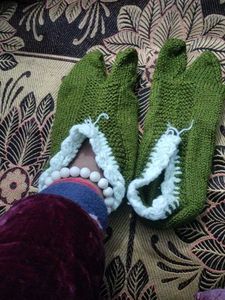 Handmade Knitted Green Booties