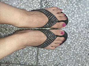 Lazera Black Embellished Flip Flops