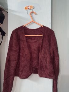 Cozy maroon Cardigan with top