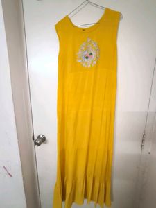 Yellow Embroidered Maxi Dress
