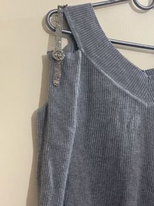 combo of Stylish Cold Shoulder and red Sweater