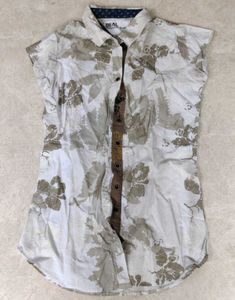 White shirt with beautiful leaf print