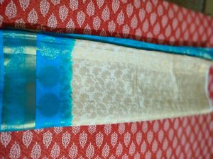 Cream With Blue Saree