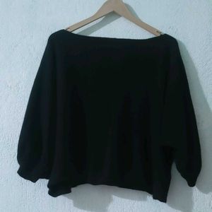 Black Batwing Sleeve Top