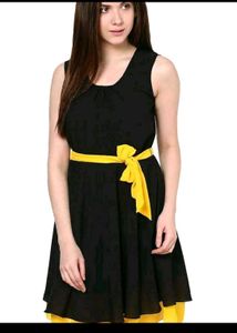 Chic Black Dress w/ Yellow Belt