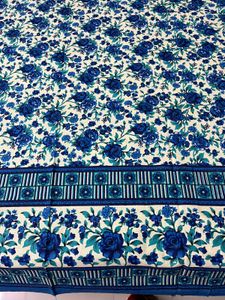blue Floral Print double bed Bedsheet