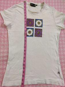 White Tee with Tile Design