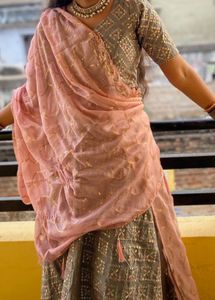 Grey Sequins Work Lahenga