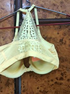 Yellow Wired Padded Front Open Back Design Bra