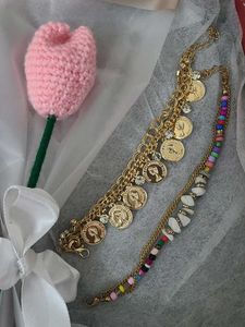 Gold Coin &amp; Beaded Bracelet Set