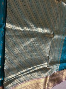 Elegant Teal &amp; Gold Saree