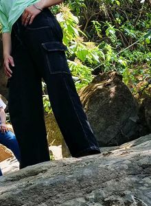 Black Wide Leg Cargo Jeans