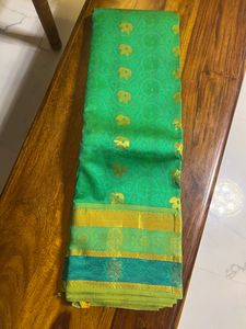Kanjeevaram Half Fine Zari Sea Blue/ Green Saree