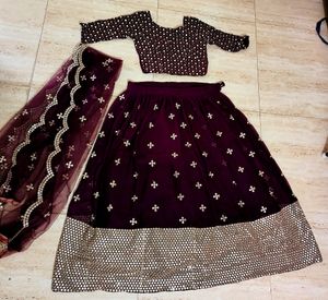 Purple Double Shaded Lehnga