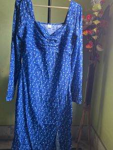 Blue Floral Long Sleeve Dress