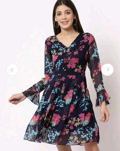Pretty Pink And Blue Floral Dress
