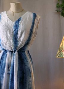 Blue &amp; White Tie-Dye Maxi Dress