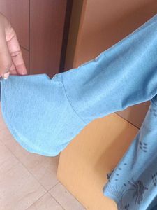 Aqua Floral Embellished Top