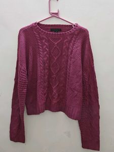 Sanctuary Magenta Cable Knit Sweater Brand New