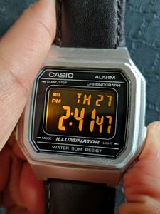 Casio W217H With Timex Leather Strap