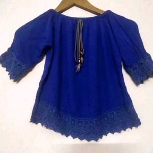 Blue Off-Shoulder Top