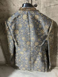 Men&#39;s Blue &amp; Gold Brocade Jacket