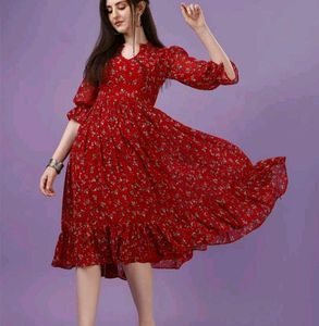 Red floral frock!