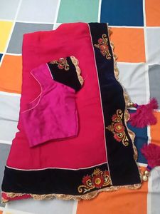 Elegant Pink &amp; Navy Saree