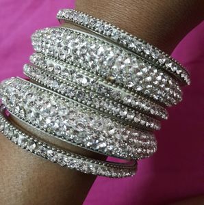 Silver Stone Metal New Bangle/chudi/ Size 2.6
