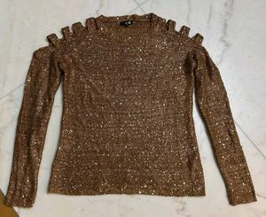 Sparkly Cold Shoulder Sweater
