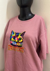 Oversized Cat Print T Shirt