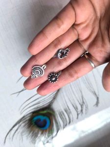 Navratri Special Silver Oxidized Nose Pins (3)