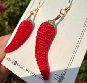 Red Chili Crochet Earrings