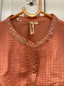 Anouk Peach Cold Shoulder Dress