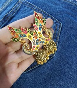 Colourful peacock earrings