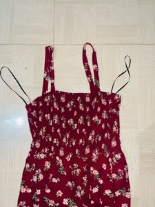 Elegant Burgundy Floral High-Low Party Dress