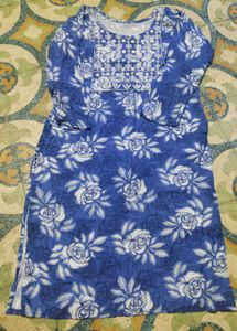 Blue Floral Print Kurta