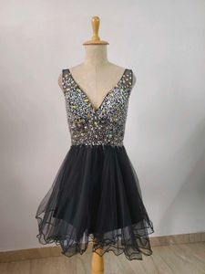 Sparkly Black Tulle Mini Dress