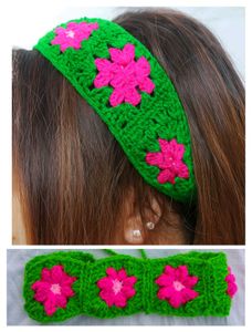 Floral crochet headband