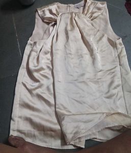 H&amp;M Champagne Satin Sleeveless Blouse