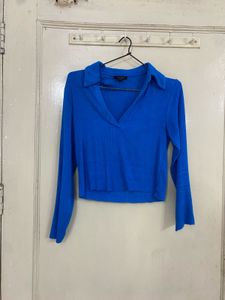 Blue V-Neck Top