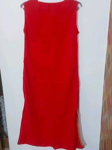 Red Coloured Cotton Kurta With Koti