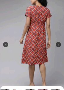 Red &amp; Navy Patterned Dress