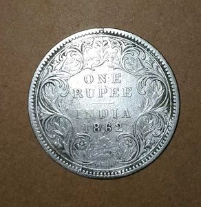 Rare 1862 1 Rupee Coin Of Queen Victoria