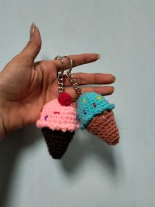 Crochet Ice Cream Keychains